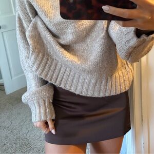 Dynamite Chocolate Brown satin skirt